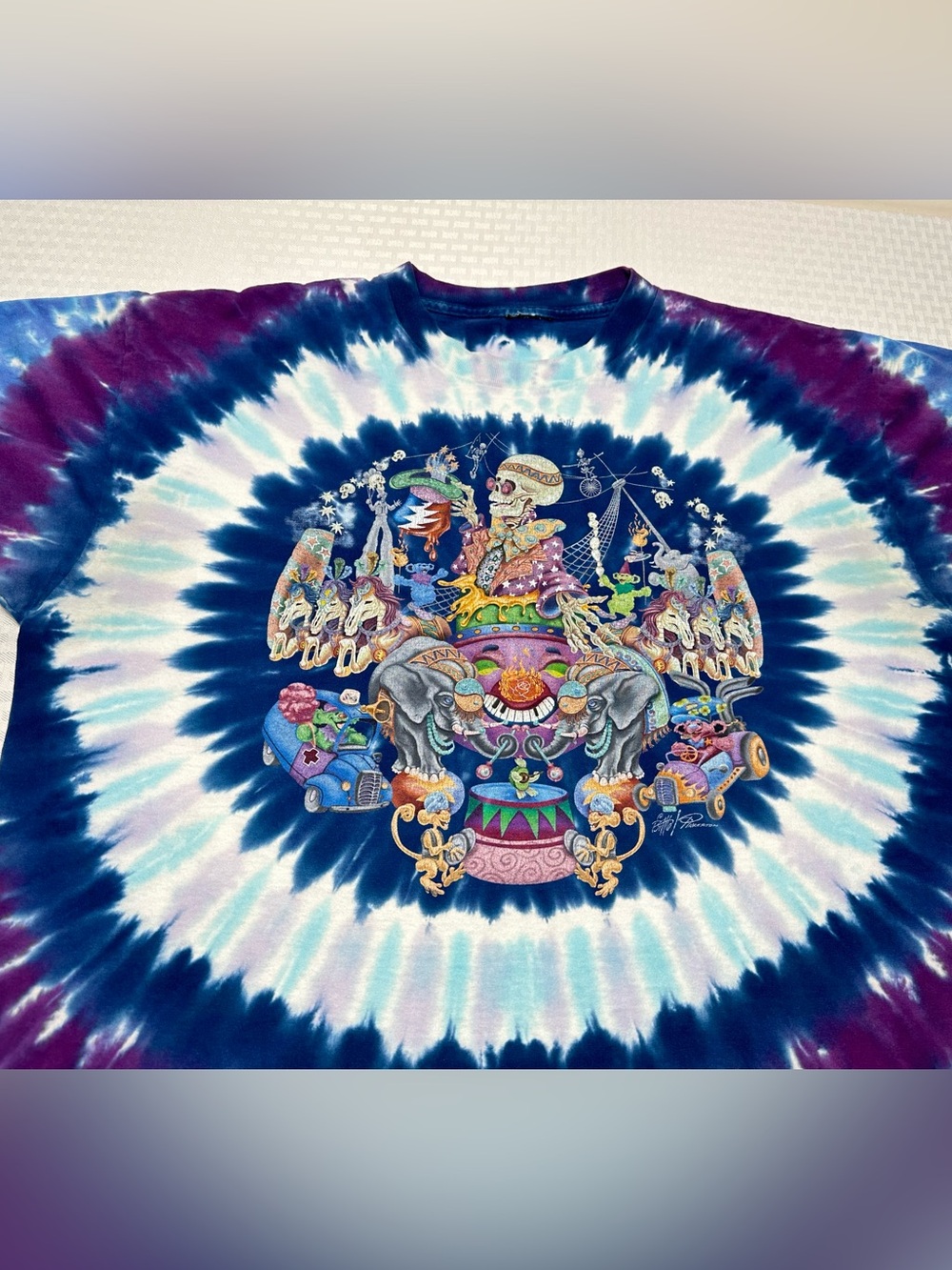 VTG 90s GRATEFUL DEAD XL Liquid Blue Circus Chris Pinkerton T Shirt Single Stitc